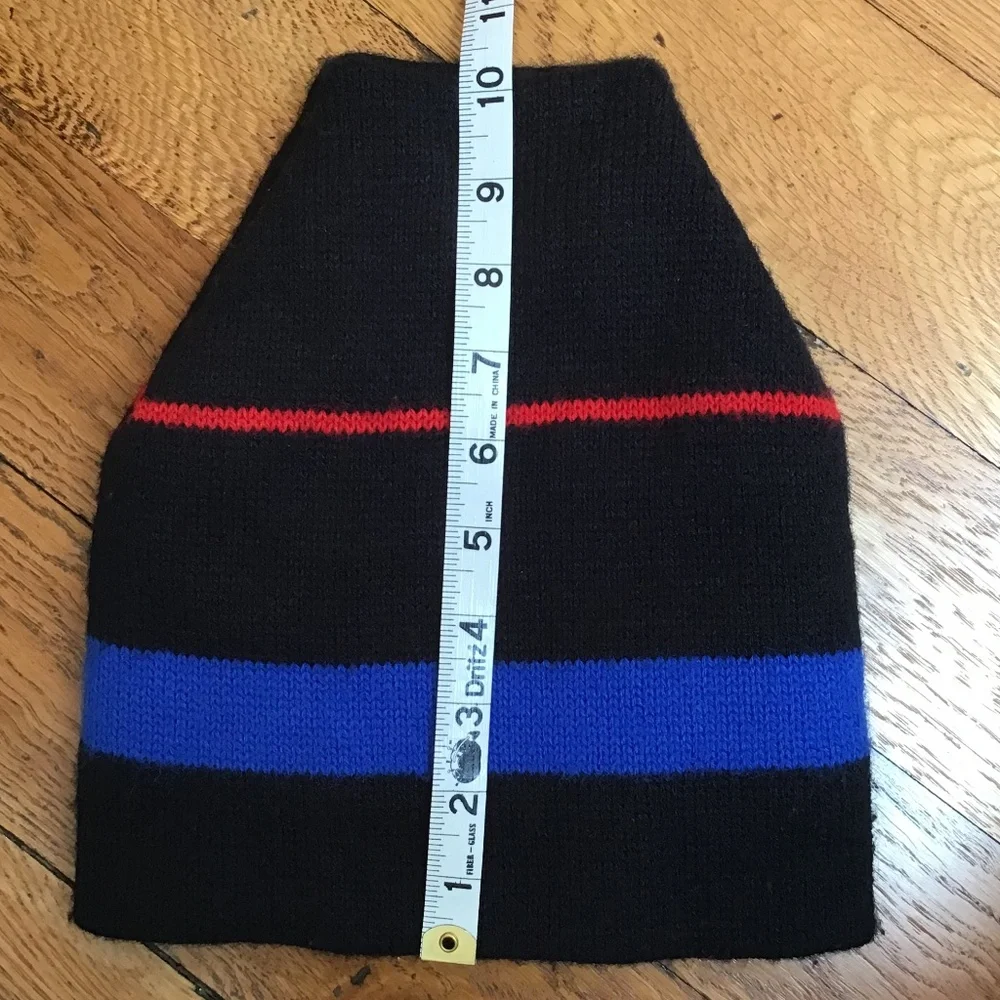 Vintage Wool Ski Hat Windproof Lined EUC Winter Beanie Snow Black Red Blue